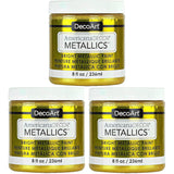 DecoArt Americana Decor Metallics Paint – 24K Gold, 3 Pack (8 fl oz) – DIY Metallic Paints for Canvas, Wood & Craft Projects