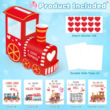 Train Valentines Day Box And Cards For Kids Classroom School Exchange, Great Valentines Gifts Party Favors For Boys Girls (1 Cute Train Box, 32 Valentine Cards, 1 Teacher Card)