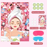 Spa Party Games Pin The Cucumbers On The Girl Spa Birthday Party Supplies For Kids Girls Women, Large Sleepover Slumber Pin The Games Poster With 42 Cucumber Stickers
