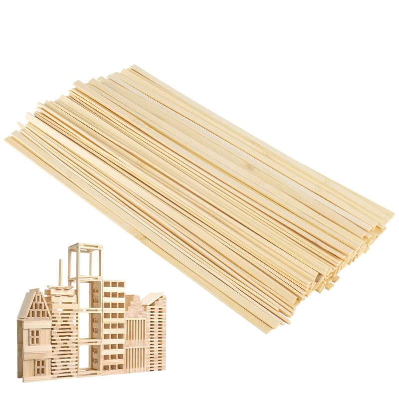 100 Pieces Nature Bamboo Sticks - Extra Long 15.7 Inch Wooden Craft Sticks Str