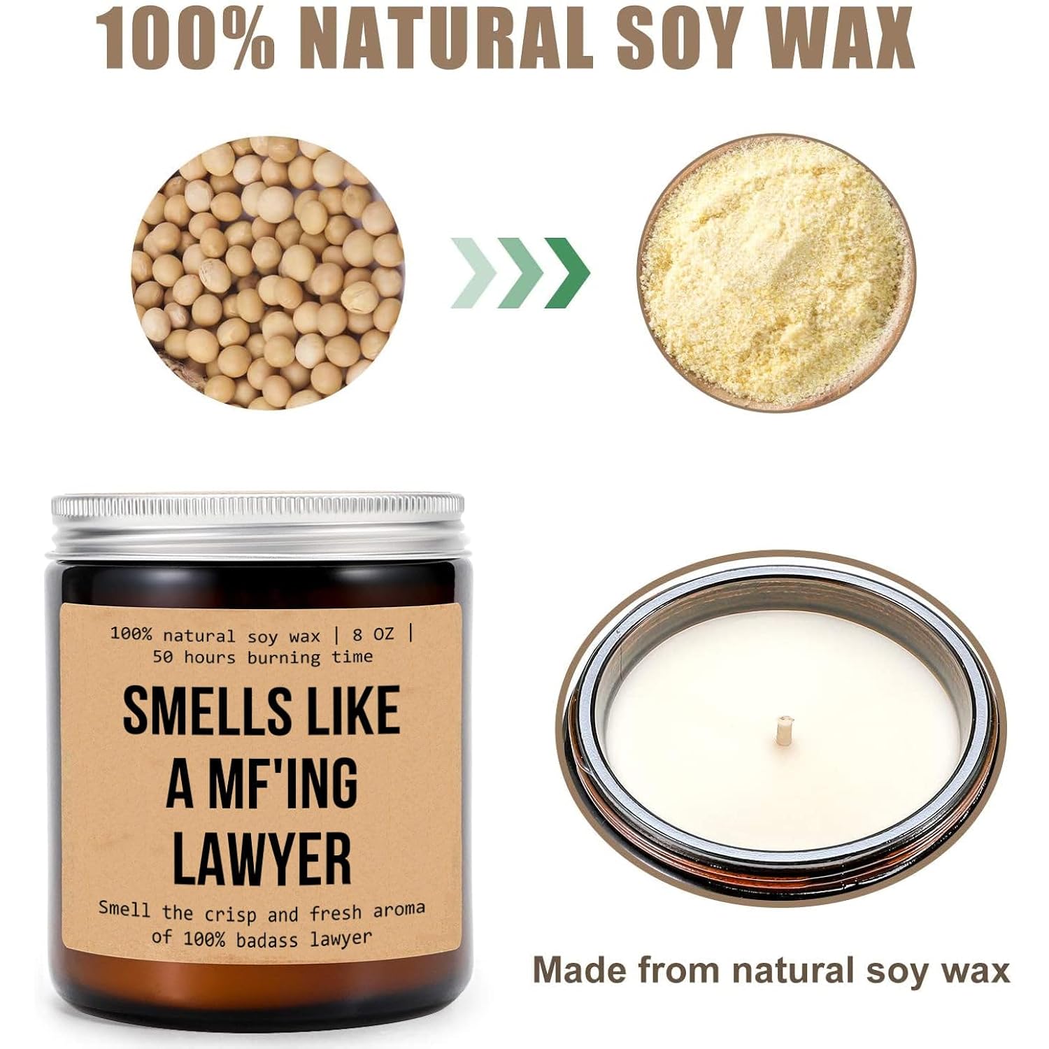 Smells Like A Mf'Ing Lawyer Candle - Gift For Lawyer - Bar Exam Gift - Future Lawyer Candle - Lawyer Gift - Aromatherapy Glass Candle Jar - Non-Toxic Ingredients