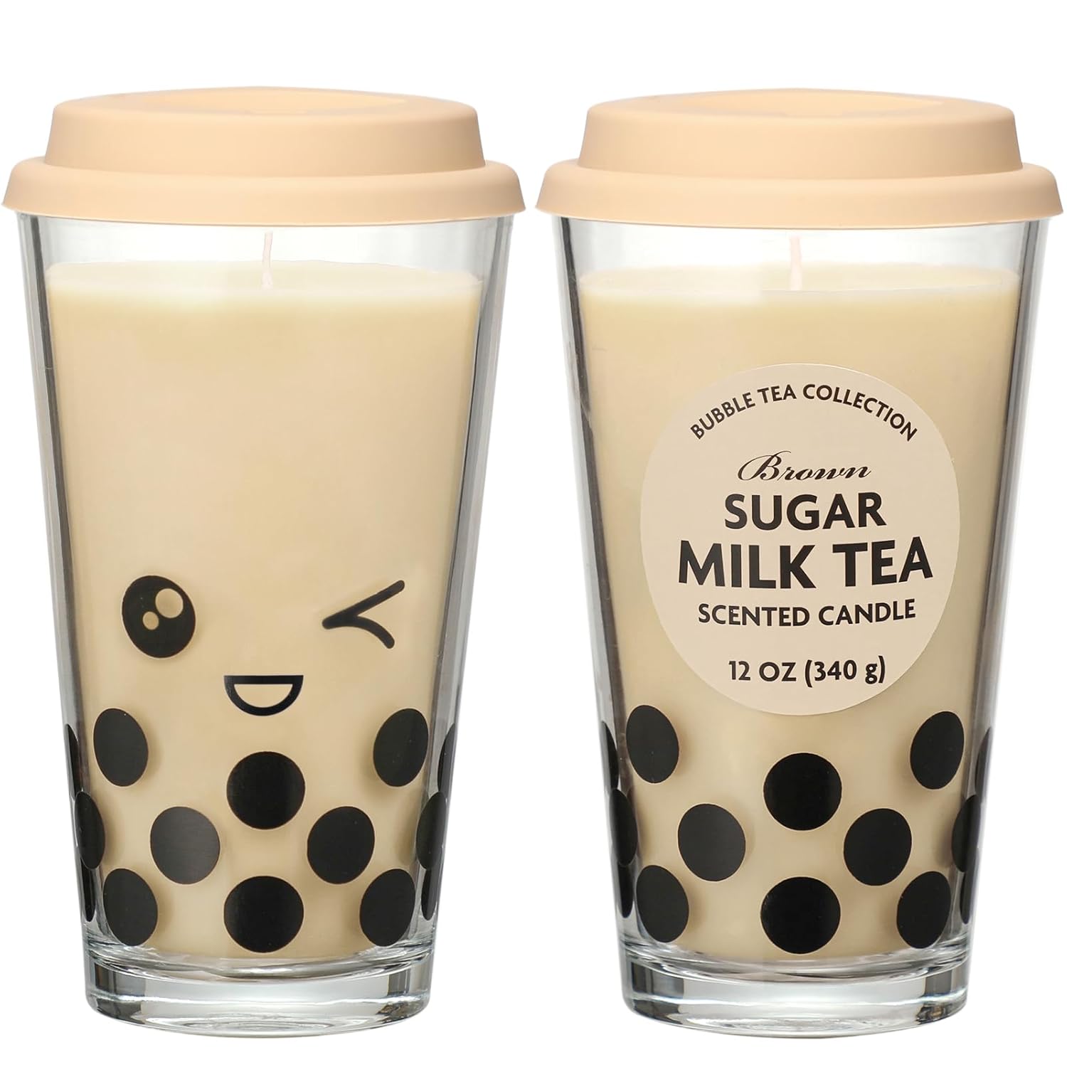 Boba Tea Candle,Sugar Vanilla Butter Scented Candle,Boba Lovers Gifts,Bubble Candles,Valentines Galentines Day Brithday Funny Food Gifts For Women & Milk Tea Lovers,12Oz
