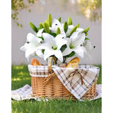 9Pcs Artificial Lily Flowers Faux Bouquets Tiger Lilies Flowers For Home Wedding Arrangement Easter Decor White S