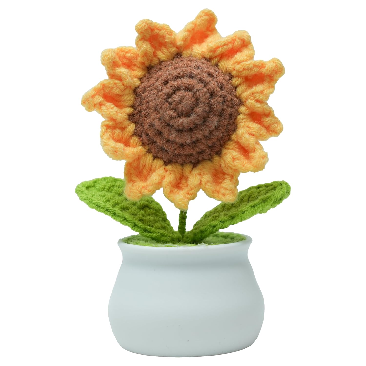 Crochet Flower Simulation Sunflower Potted Artificial Flowers Desk Decoration Dashboard Decoration Home Decoration Exquisite Diy Flowers