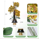 Orchids Artificial Flowers Real Touch Fake Flower In Ceramic Pot 20" Yellow Spots Faux Orchid Plant Lifelike Silk Phalaenopsis For Centerpiece Hotel Home Indoor Decor