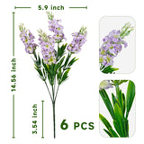 6 Bundles Artificial Lilacs Flowers Fake Silk Flower Faux Plastic Plant Floral Arrangement For Home Indoor Outdoor Garden Window Box Porch Pots Patio Planters Table Vase Decor(Purple)