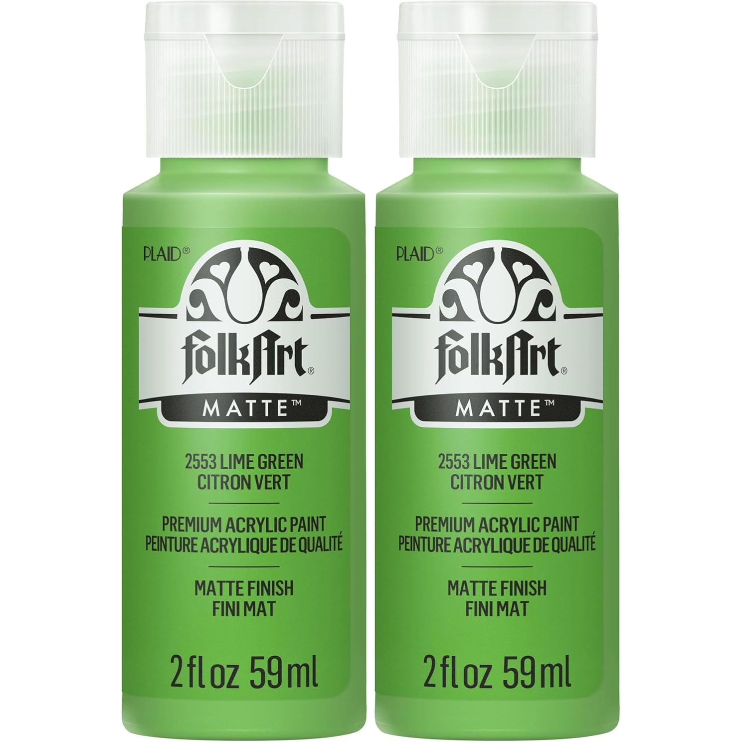 FolkArt Acrylic Paint in Assorted Colors (2 oz), 2553, Lime Green (Pack of 2)