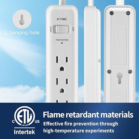 Surge Protector Power Strip 6 Ft Extension Cord for Kitchen Office White