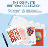 14 Pack 3D Handmade Birthday Cards Bulk With Envelopes, Unique Greeting Cards For Women & Men, 4.7×6.8 Inch, Gold Foil, Glitter, Happy Birthday Cards With Printed Messages – For Friends, Family, Coworkers