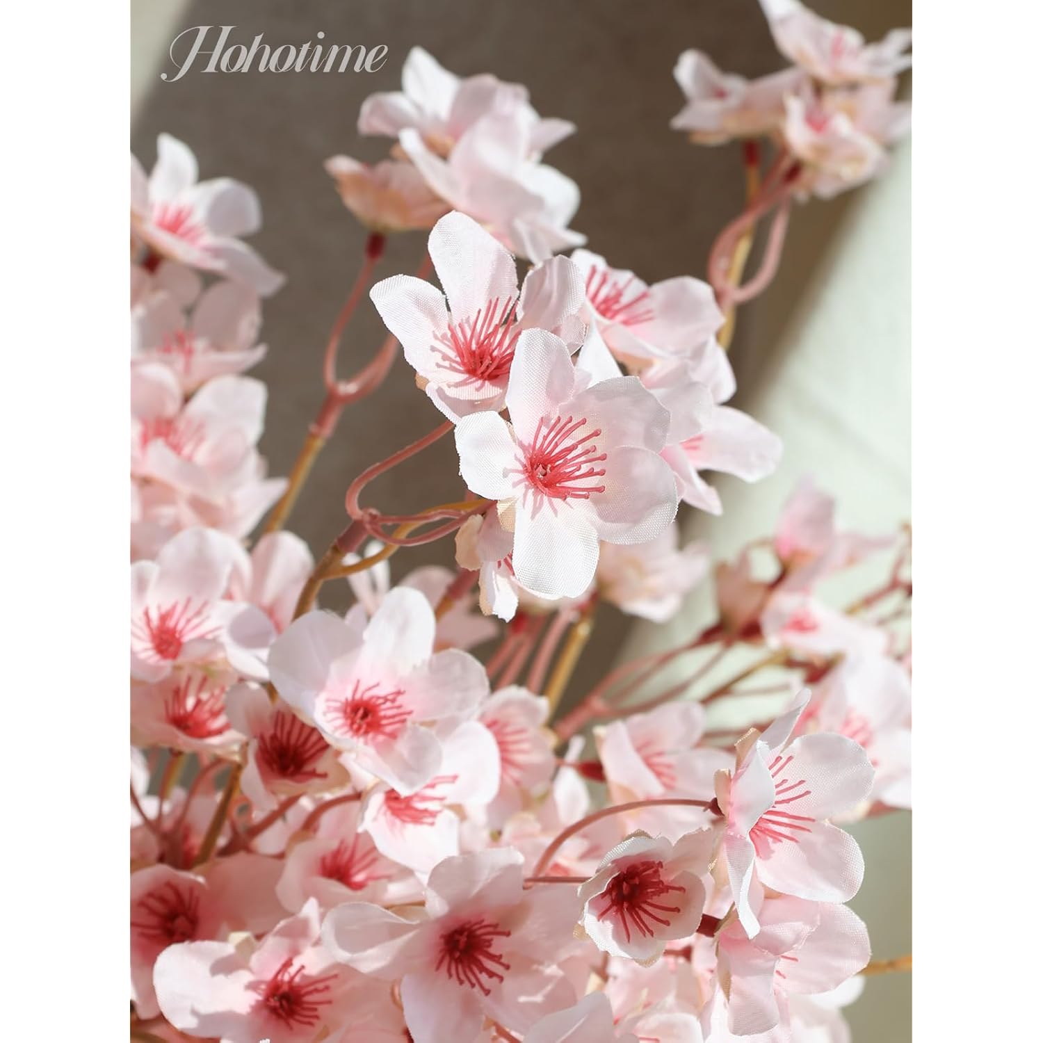 8Pcs Artificial Cherry Blossom Branches, Pink 16" Silk Faux Peach Sakura Flowers, Fake Bouquet For Spring Home Wedding Party Decor, Japanese Garden Bedroom Table Centerpiece