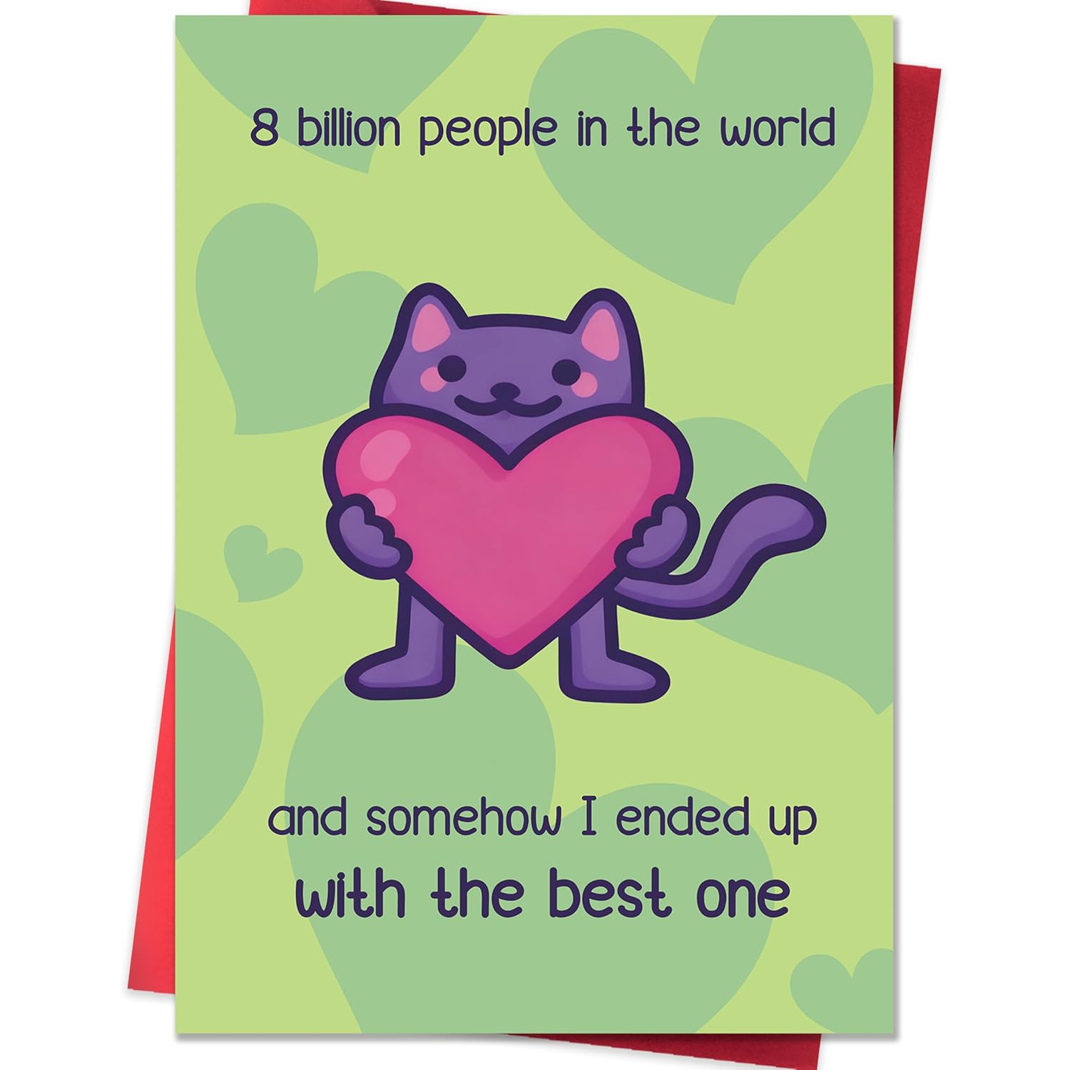 Funny Valentines Day Card,Valentines Day Cards Gifts For Him Her,Valentines Day Card For Husband Wife Boyfriend Girlfriend Fiance Fiancee Men Women With Cute Cat Holding Heart Design