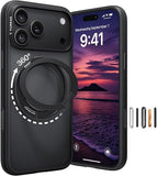 O1S Series 360 Magnetic Stand Phone Case Compatible with iPhone 18 Pro Black Protective Cover