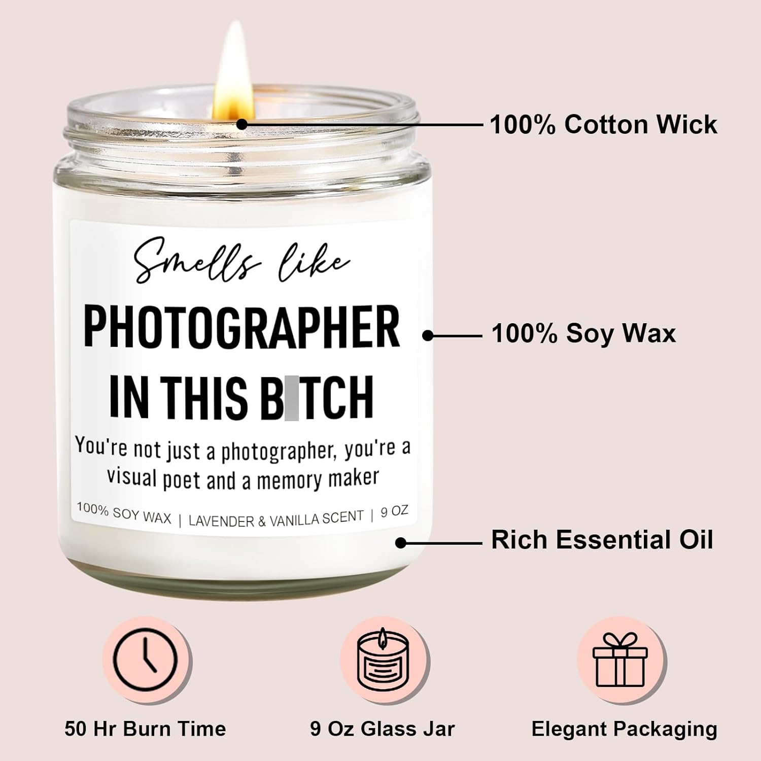 Funny Scented Candle, Photographer Gifts For Men, Women, Photography Gifts For Photographers, Camera Lovers - Photography Accessories, Cool Christmas Presents For Wedding Photographer - 9 Oz