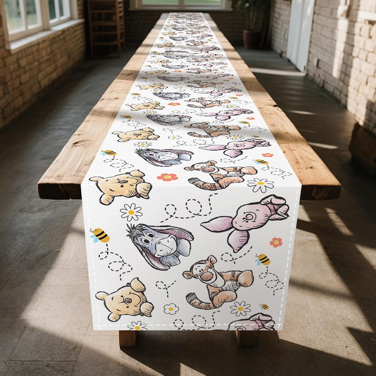 Shower Decorations Pooh Bear Party Tablecloth 72X13 Inch, 1St Birthday Party Supplies For Boys & Girls, Blue Theme Table Cover For Dessert Table, Gender Reveal