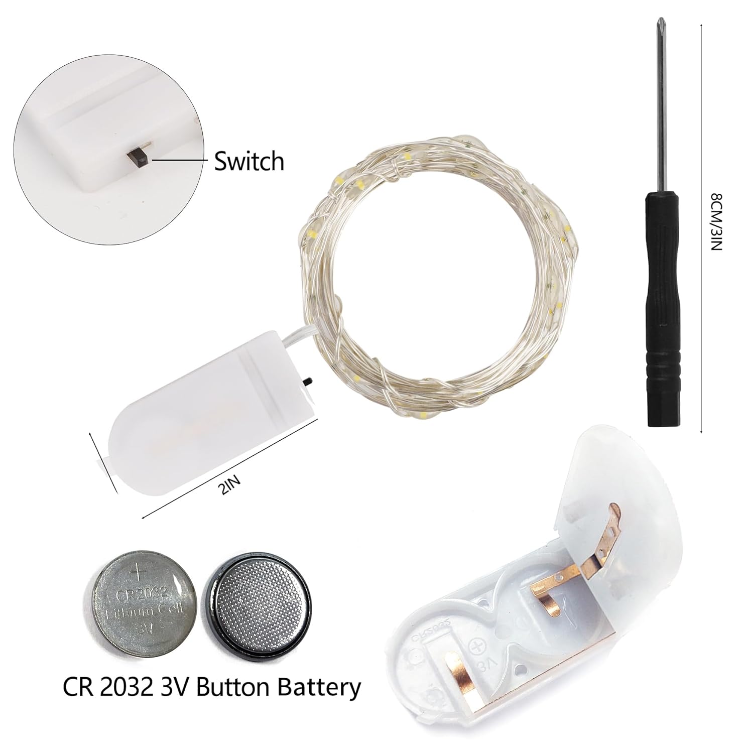 24 Pack Fairy Lights Battery Operated (Included), 7 Ft 20 Led Mini String Lights, Waterproof Silver Wire Firefly Starry