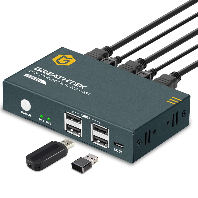 Kvm Switches 2 Port 4K@60Hz, Kvm Switch Hdmi Share Usb 2.0 Devices With 4 Usb