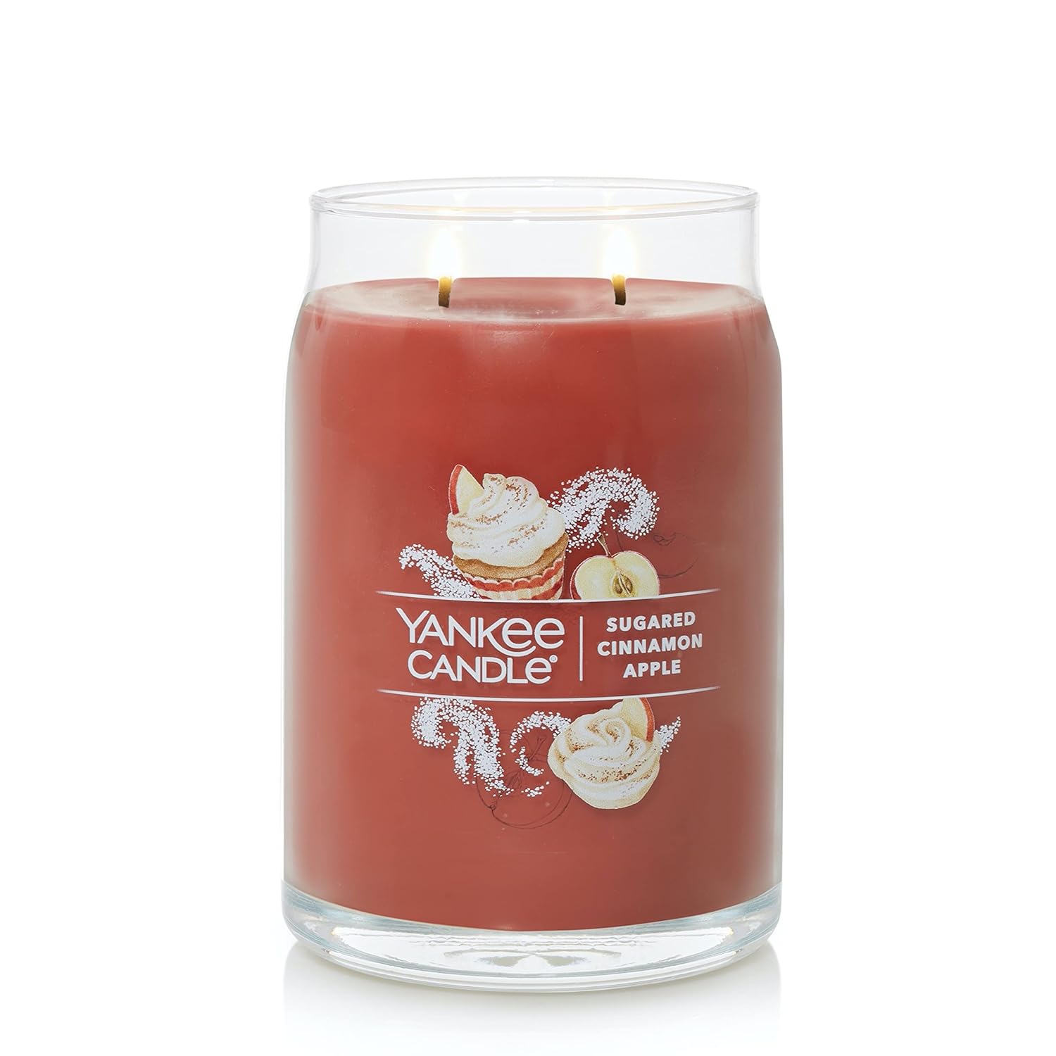 Yankee Candle Sugared Cinnamon Apple Scented, Signature 20oz Large Jar 2-Wick Candle, Over 60 Hours of Burn Time