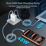 45W USB C Fast Charger with 10FT USB C Cable Dual Port Wall Charger for iPhone 17 16 15 Pro Max Samsung S24 S25 S26