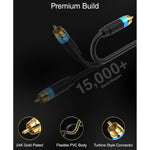 Rca Audio Subwoofer Cable (15Ft, Dual Shielded, Gold Plated Rca Connectors) – For Subwoofer, Amplifier, Home Theater