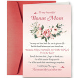 Heartfelt Mothers Day Card For Bonus Mom, Poem Loving Card For Stepmother, Bonus Mom Mothers Day Card From Husband Stepchild, Funny Bonus Mom Thank You Card