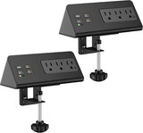 Tabletop Desk Clamp Power Strip with 3 AC Outlets and 4 USB C Charging Ports Black 2 Pack