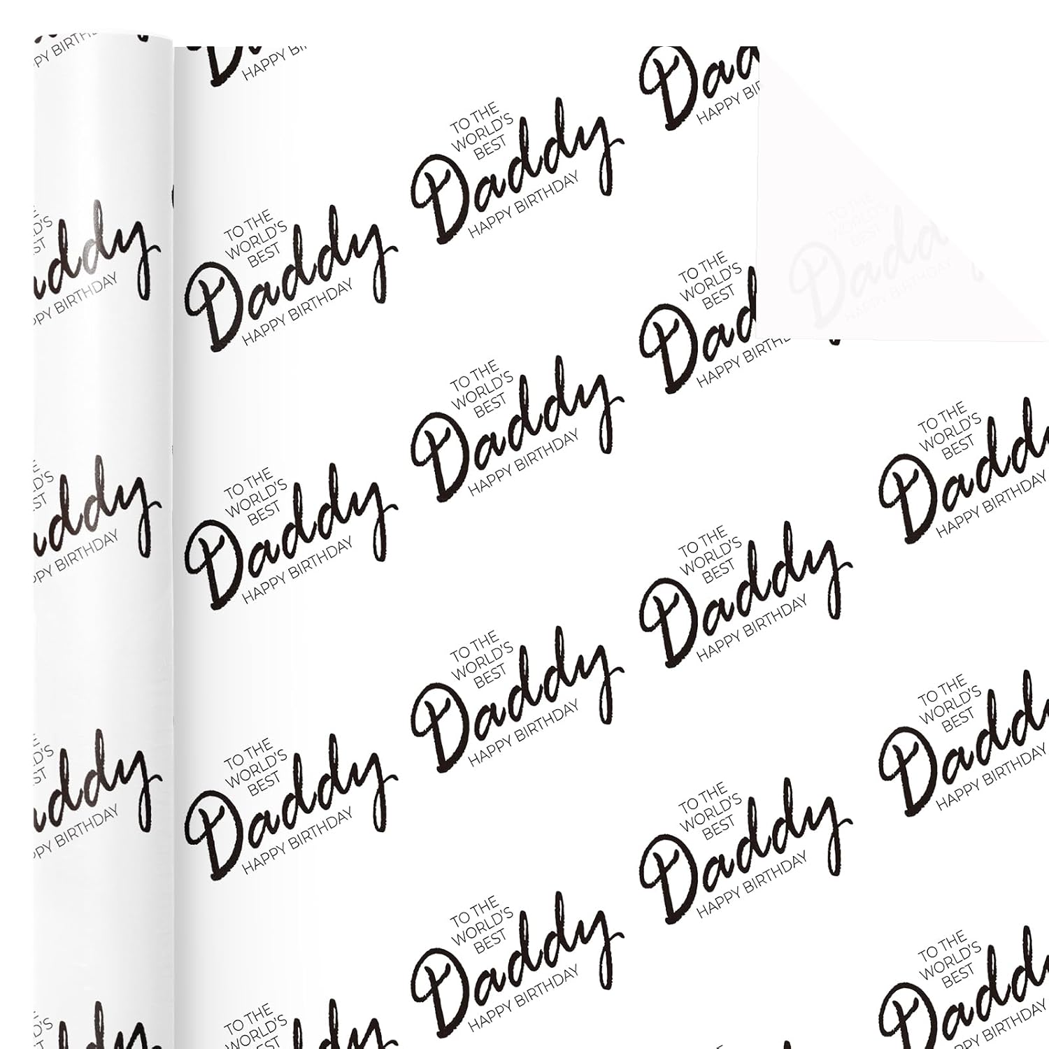 Birthday Wrapping Paper For Dad - Mini Roll - 17 Inch X 16.5 Feet - To The Worlds Best Daddy Happy Birthday Design Perfect For Bday, Party, Holiday