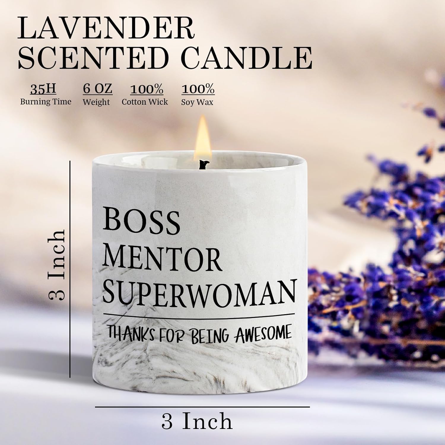 Boss Lady Candle - Boss Appreciation Gift For Women, Superwoman Mentor Manager Christmas Birthday Gifts, Office Decor 6Oz