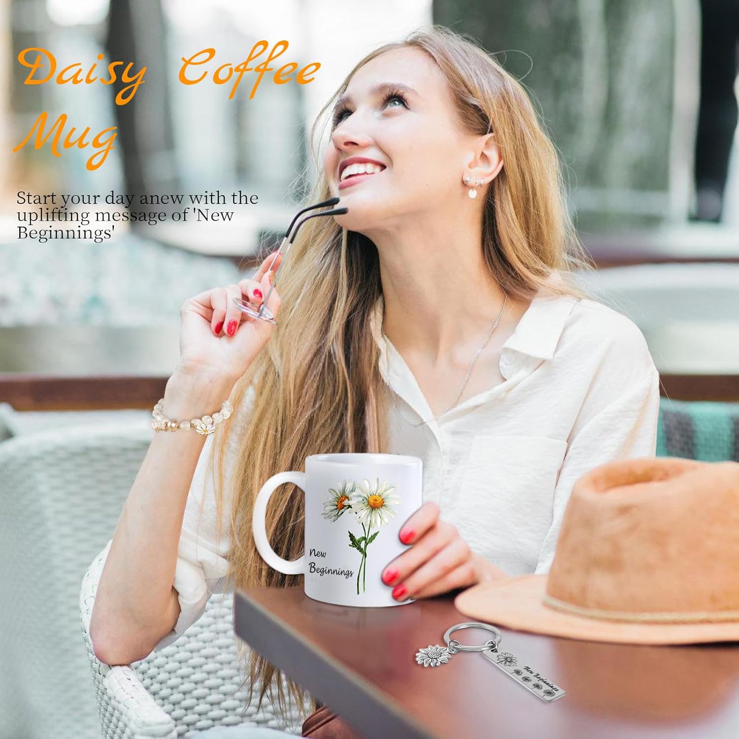 New Beginning Gifts For Women - Daisy Coffee Mug, Candles, Positive Crochet Flowers & More, Encouragement Gift Box For Graduation, Coworker Farewell Leaving, Goodbye, Going Away, New Job