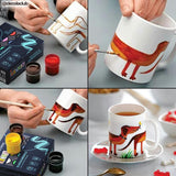 Porcelain And Ceramic Paint Set – 12 High-Pigment, Opaque, Lightfast Colors (20Ml) – Works On Dark & Light Surfaces – Diy & Professional Use By Nevskaya Palitra