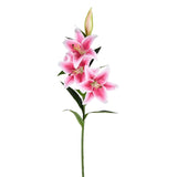 Vickerman 36'' Artificial Pink Real Touch Lily Spray - Includes 2 Sprays per Pack - 3 Flower Bloms - Rich Green Foliage - Realistic Faux Flower Bundle - Artificial Sprays