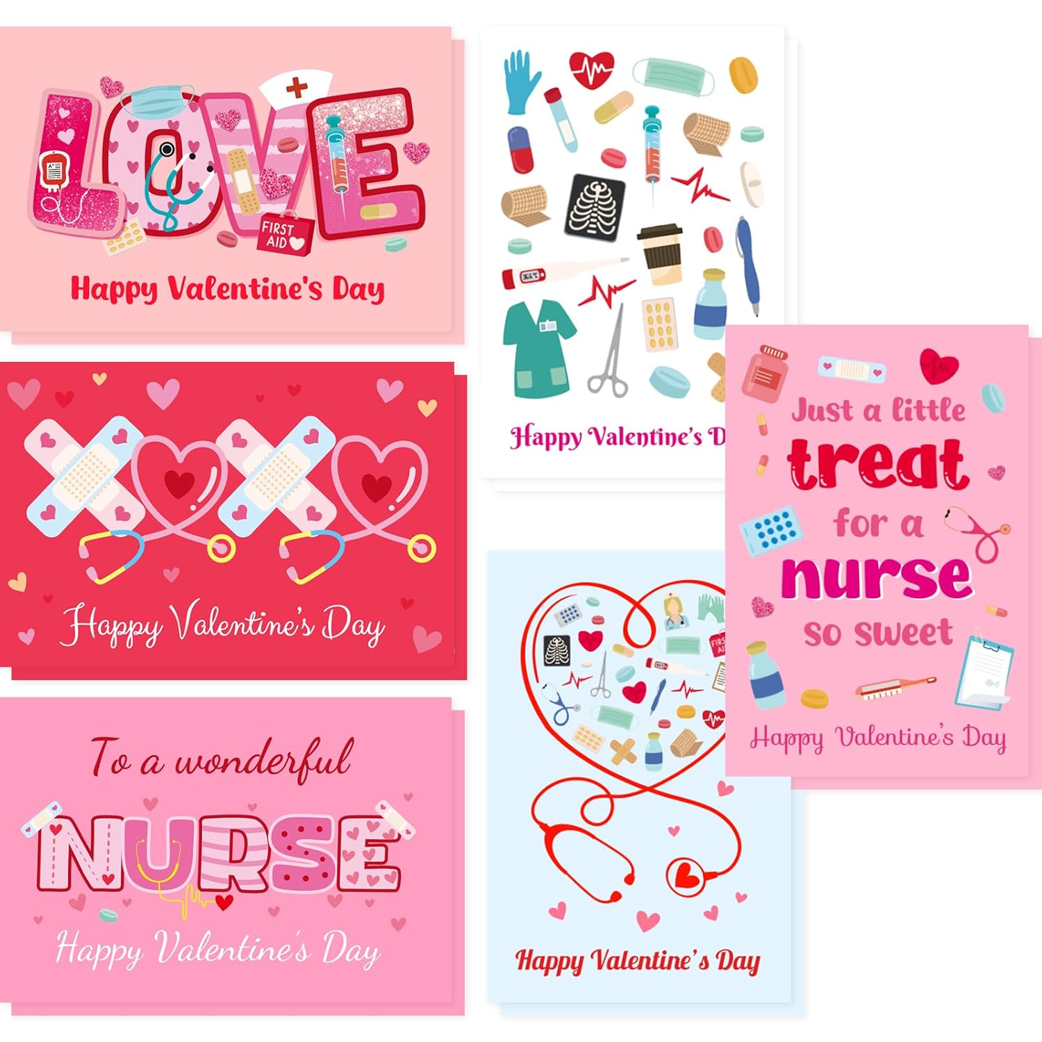 Nurses Valentines Day Cards Funny Medical Happy Valentine'S Day Thank You Greeting Cards With Envelopes For Doctors Coworker Medical Staff