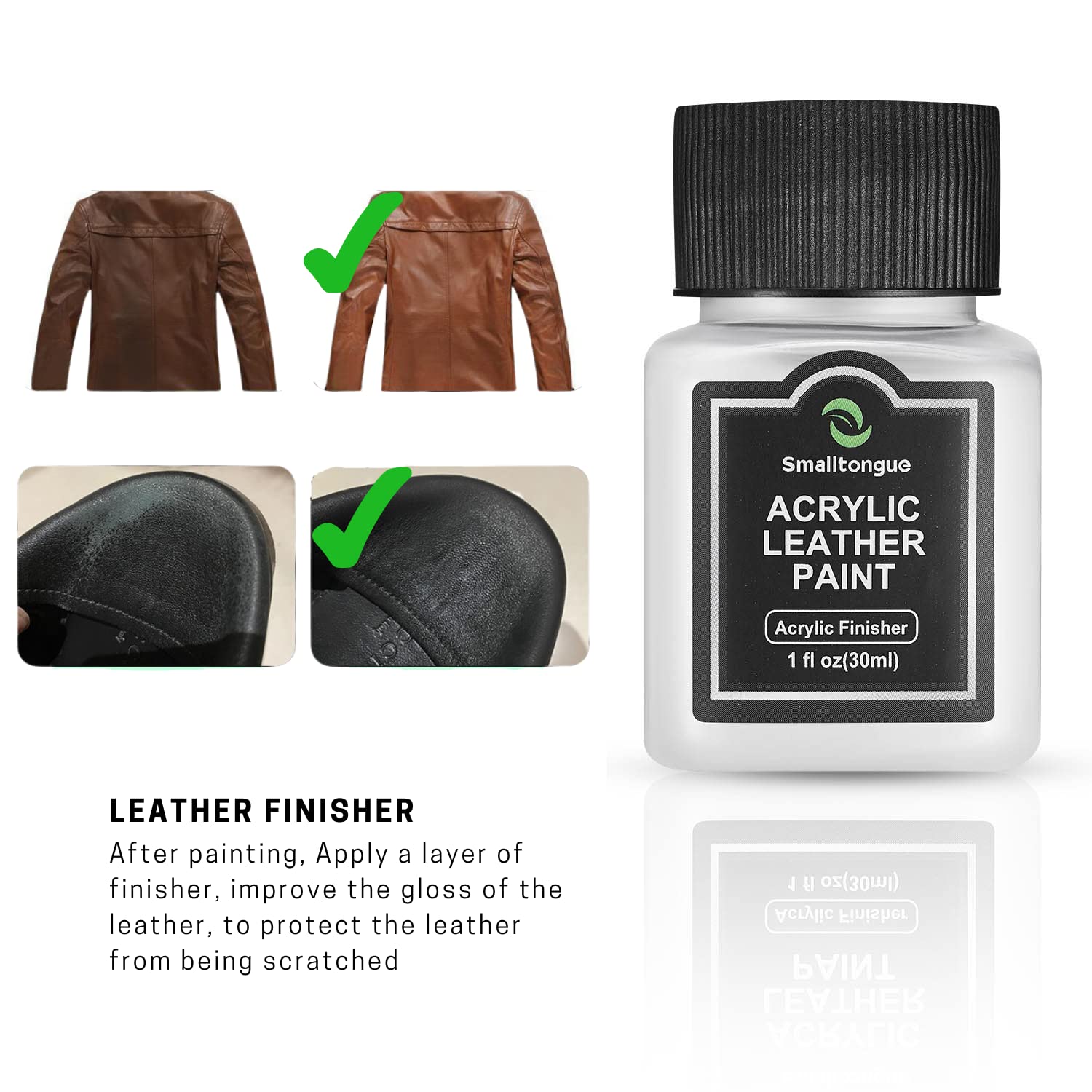 14 Original Colors Acrylic Leather Paint Kit For Shoes, Sneaker, Couches, Bags, Car Seat, Acrylic Leather Dye Set With Leather Preparer And Deglazer(Each Bottle 30Ml)