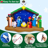 8 Ft Long 5.5 Ft Tall Christmas Inflatables African American Black Nativity Scene Set Outdoor Decorations With Angel, Bu