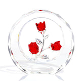 Red Rose Flower Crystal Figurine With Vase - Bouquet Flowers Ornament Gifts For Wife Girlfriend Women - Handmade Crystal Flower Collectible Home Table Decor ?For Valentine'S Day Wedding Anniversary
