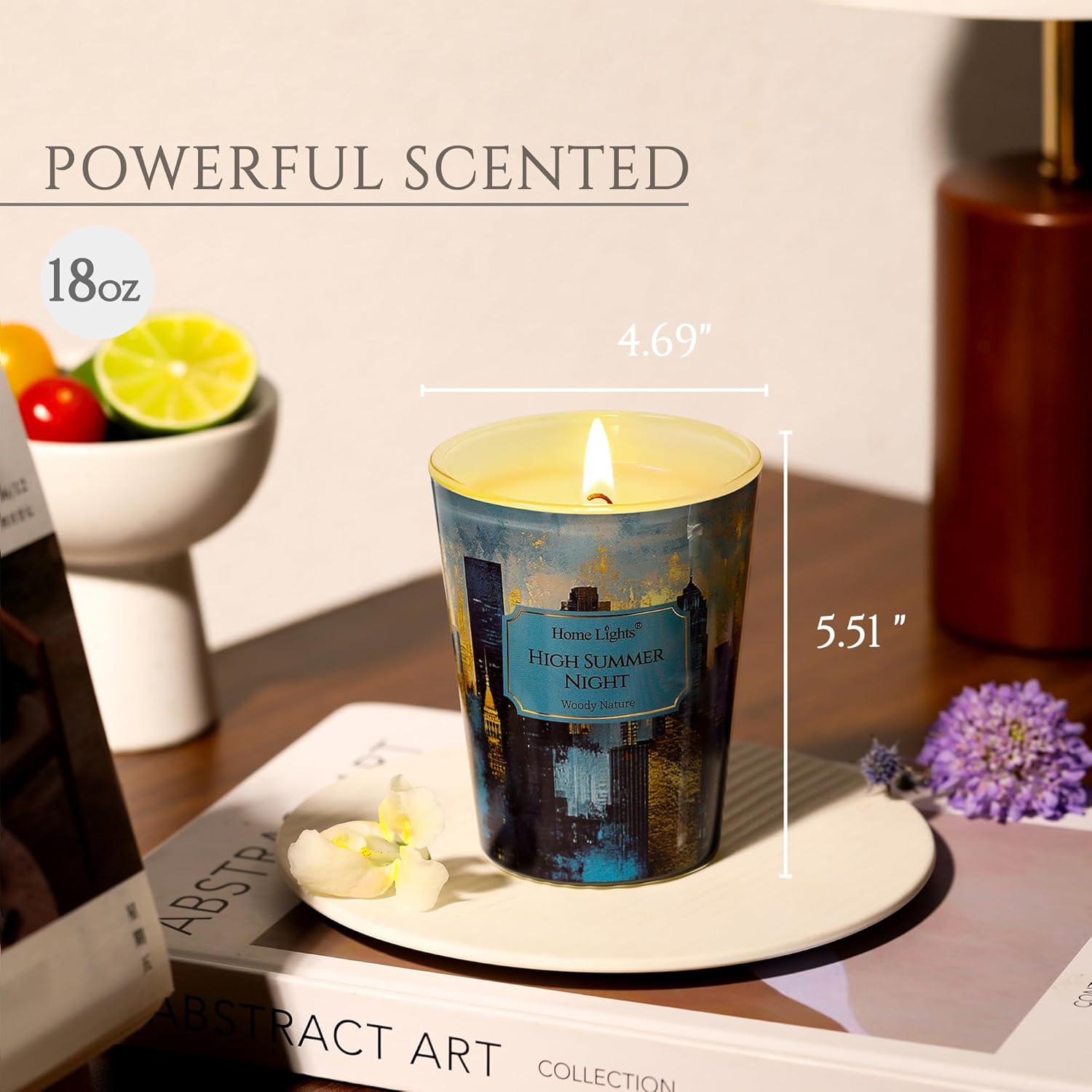 Homelights High Summer Night Scented Candles | 6.7Oz Soy Candles Industrial Chic Large Candle Jars | Ideal Candle Gifts For Events, Home Decor Stress, Relief & Relaxation