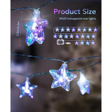 20 Led Star String Lights - Iridescent Party Decorations Star Lights Holographic With Remote Control, Waterproof Outdoor