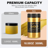 300Ml Gold Metallic Acrylic Paint, Non Toxic Waterproof Gold Metallic Acrylic Paint For Fabric, Leather, Ceramic, Canvas, Rocks, Metal, Plastic, Glass