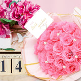 Glitter Roses Bouquet, Pink Flower Bouquet, Diy Fake Rose Flowers, Birthday Gifts For Women, Artificial Rose With Wrapping Paper Crowns Cards For Valentines Day Anniversary Engagement Wedding