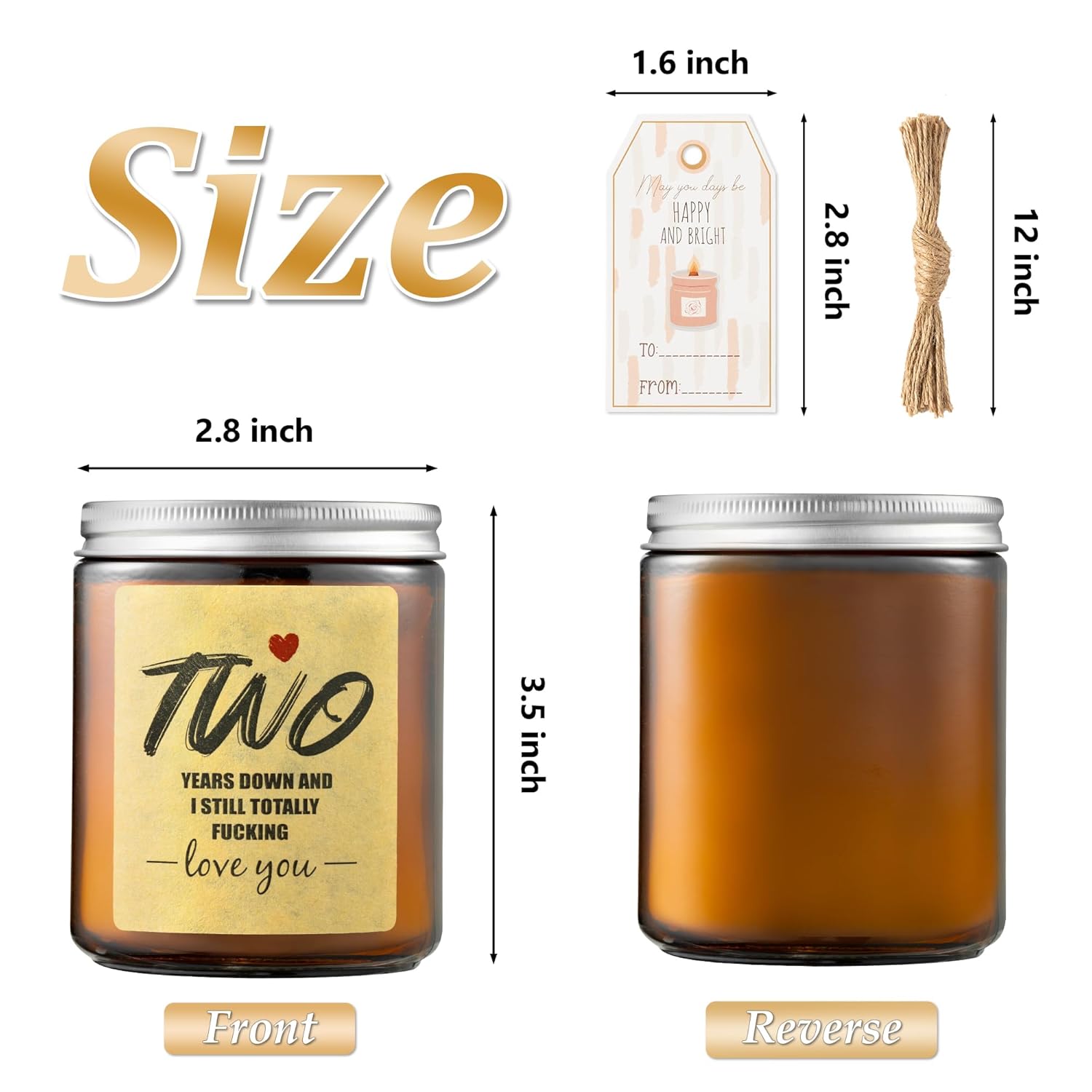 Happy 2Nd Anniversary Jar Candles Gifts For Couple, Lavender Scented Candle 2 Year Gift For Him Her, 32H Burning 8Oz Natural Soy Wax Stress Relief Love You For Husband Wife Women Men