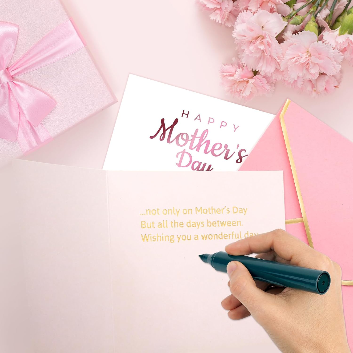 Happy Mothers Day Cards Bulk Mother'S Day Cards Pack With Envelopes And Stickers 24Pcs Message Inside 4 X 6 Inch From Daughter Son For Mom Flowers Floral Design