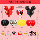 58-Pc 1st Mouse Birthday Party Set Banner, Tablecloth, Balloons & Cupcake Toppers