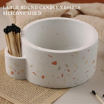Large Candle Holder Silicone Resin Concrete Cement Mold, Unique Candle Vessels Jewelry Holder Round Container Jar Box Bowl For Diy Storage Craft Decor