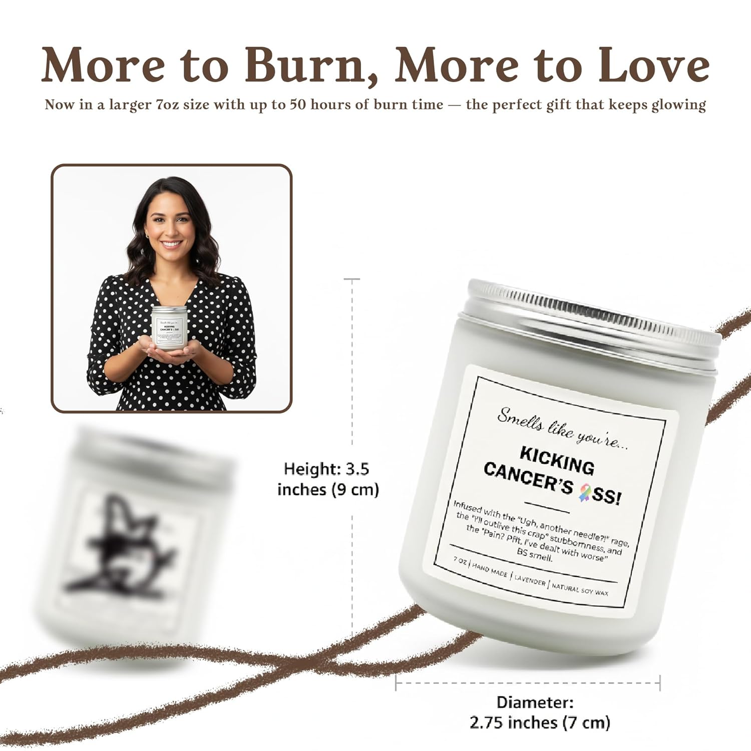 Cancer Gifts For Woman – Funny Get Well Gift For Women Men, Lavender Aromatherapy, Breast Cancer Care, Soy Wax, Surgery Recovery Presents, Chemo Must Haves, Motivational Comfort (7Oz)