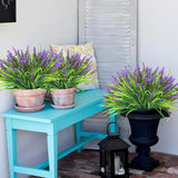 Artificial Plants Outdoor, 12 Pcs Fake Monkey Grass With Flowers For Pot, Uv Resistant Lavender Artificial Plastic Fake Faux Flowers Shrubs For Garden Porch Window Patio Hanging Planter Home Decor