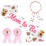 Highland Cow Baby Shower Decorations Mom To Be Sash And Dad To Be Pin Flower Crown For Cow Baby Shower Gender Reveals Party Favors Pregnancy Props Gift