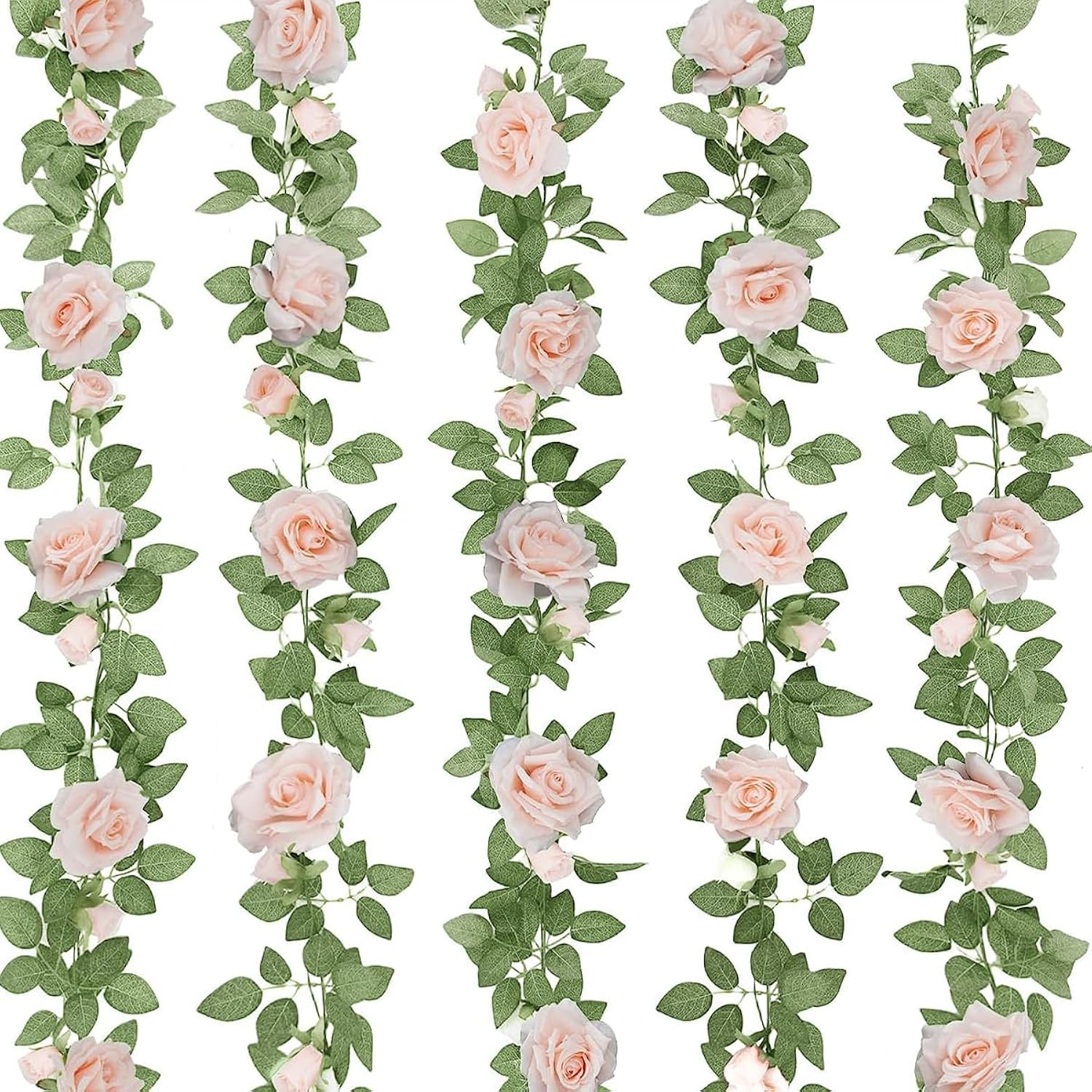 5Pcs 32.5Ft Pink Flower Garland Fake Rose Vines For Tea Party Mother'S Day Decorations Faux Artificial Floral Garland Hanging Rose Ivy For Baby Shower Wedding Arch Ceremony Outdoor Wall Decor