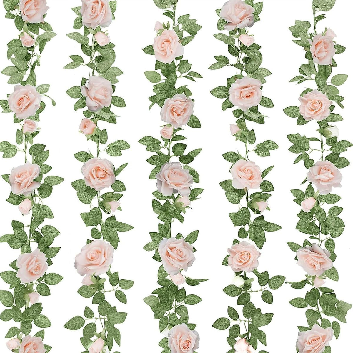 5Pcs 32.5Ft Pink Flower Garland Fake Rose Vines For Tea Party Mother'S Day Decorations Faux Artificial Floral Garland Hanging Rose Ivy For Baby Shower Wedding Arch Ceremony Outdoor Wall Decor