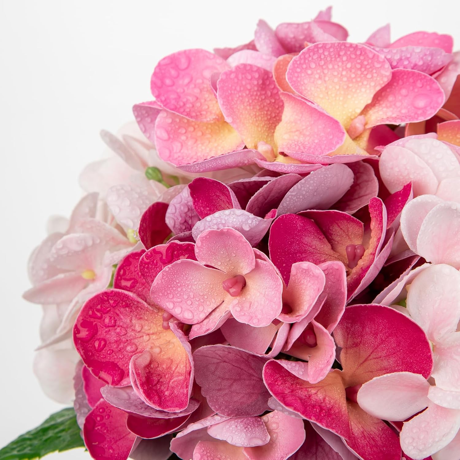 Real Touch Pink Hydrangea Artificial Flowers In Vase Latex Small Faux Hydrangea Flowers Arrangements Hydrangeas Fake Flower With Glass Vase With Faux Water For Table Centerpiece Home Decor