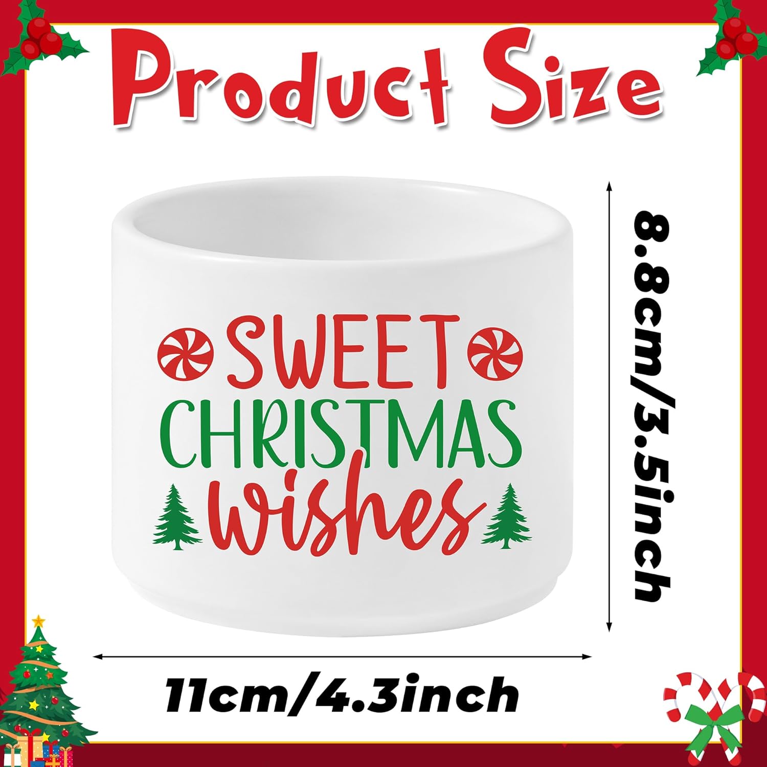 Candy Dish Cauldron, Christmas Mini Ceramic Candies Bowl Tiered Tray Decor, Snack Serving Bowl Table Wishes Accents For Themed Party Birthday Home Kitchen Events Gifts (Sweet Wishes)