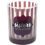 Pavilion Gift Company Sisters - 7 Oz Purple Stripe Glass Candle - Serenity Fresh Cotton Scent